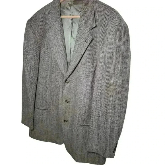 Hugo Boss Blazer Men's 40R Gray Brown Chevron Wool Sports Coat Jacket Made USA - Picture 3 of 16